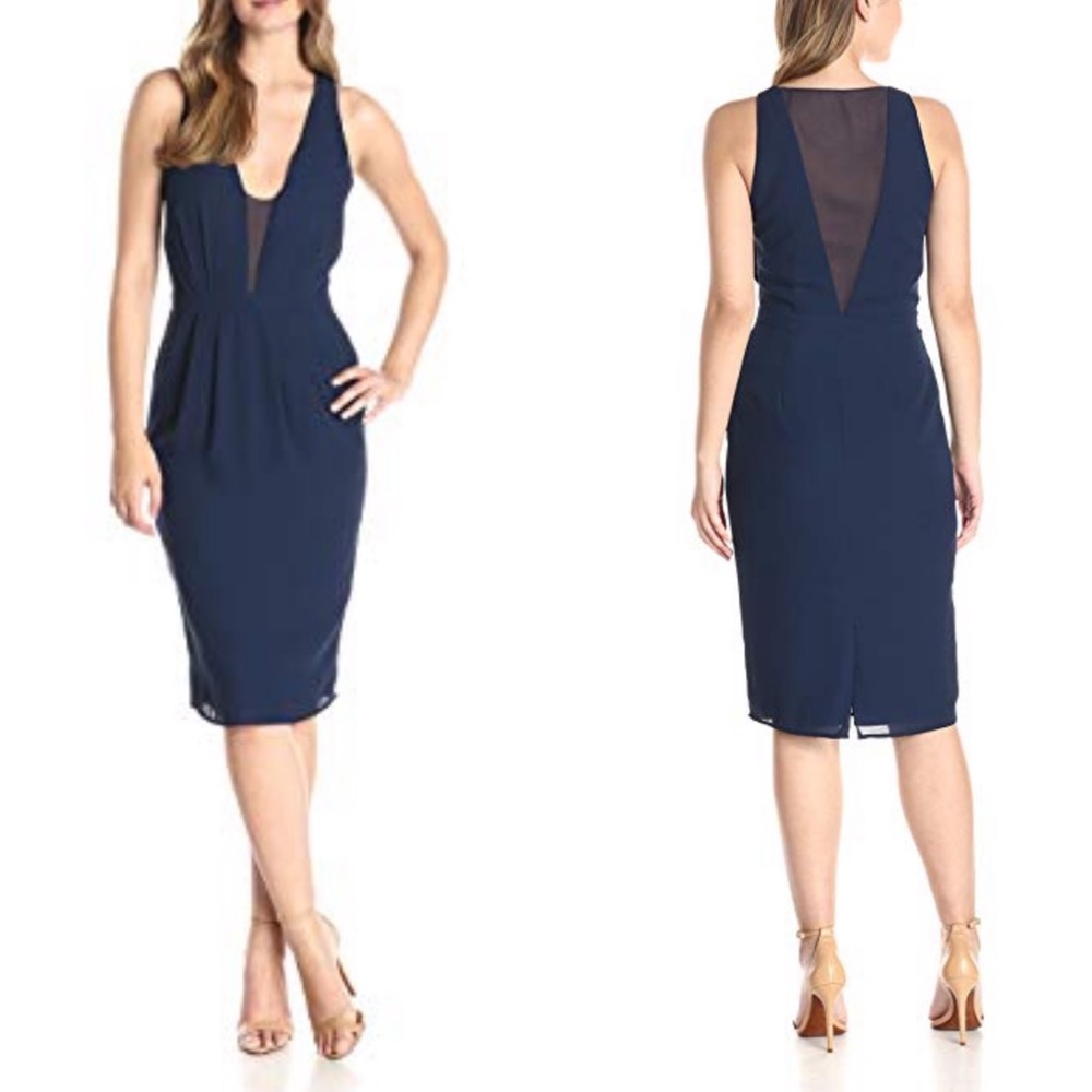 Paper Crown Navy Crepe Sheath Dress - 0